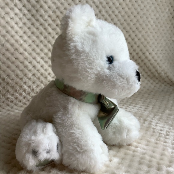 Animal Adventure 2022 White Baby Polar Bear Cub Iridescent Ribbon Bow and Feet - Picture 3 of 9